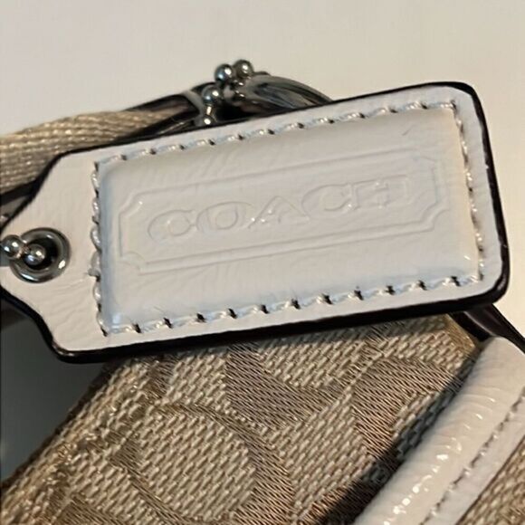 Coach Tan and White Patent Leather C Signature Crossbody Bag - Picture 16 of 16